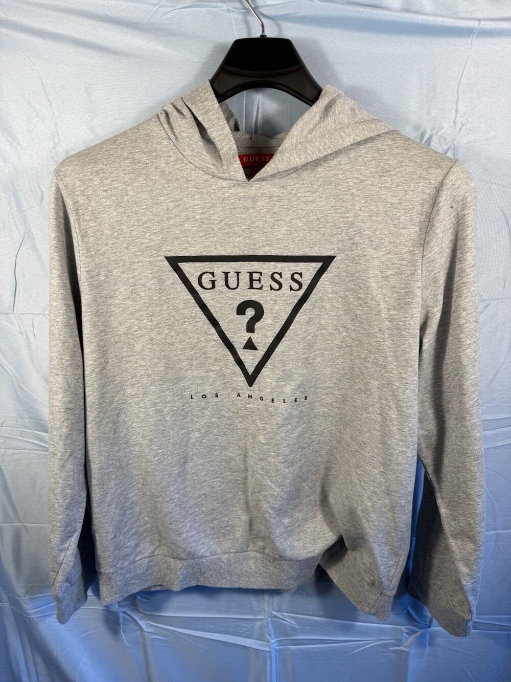 GUESS Los Angeles Gray Hoodie XL Triangle Logo Pullover Sweatshirt